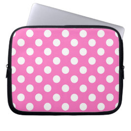 White polka dots på rosa laptop sleeve