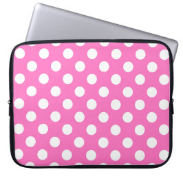 White polka dots på rosa laptop sleeve