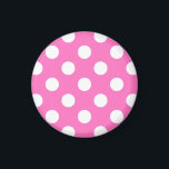 White polka dots på rosa magnet<br><div class="desc">White polka dots på rosa</div>
