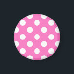 White polka dots på rosa magnet<br><div class="desc">White polka dots på rosa</div>