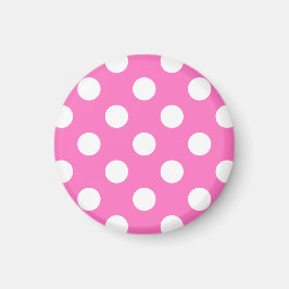 White polka dots på rosa magnet
