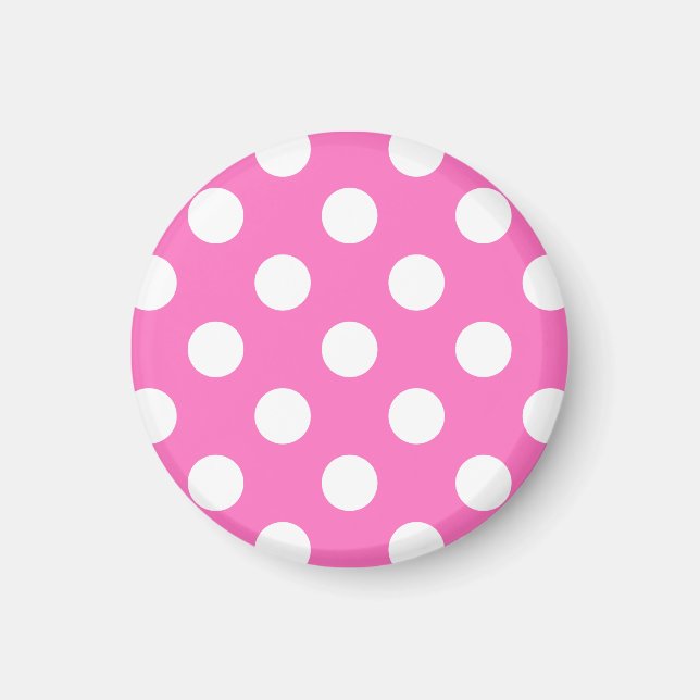 White polka dots på rosa magnet (Framsidan)