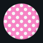 White polka dots på rosa magnet<br><div class="desc">White polka dots på rosa</div>