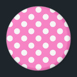 White polka dots på rosa magnet<br><div class="desc">White polka dots på rosa</div>