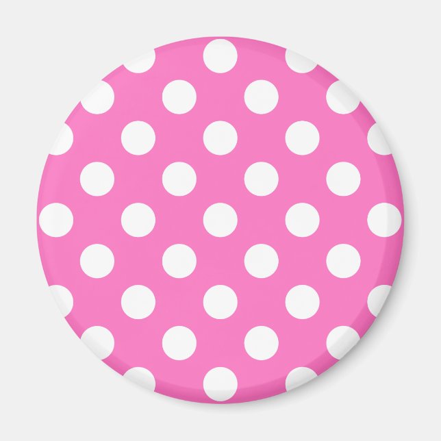 White polka dots på rosa magnet (Framsidan)