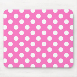 White polka dots på rosa musmatta