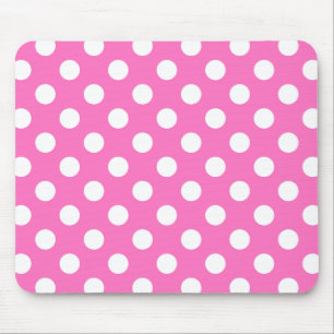 White polka dots på rosa musmatta