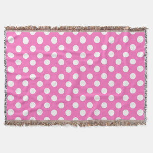 White polka dots på rosa mysfilt