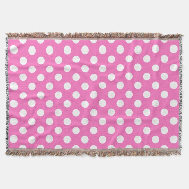 White polka dots på rosa mysfilt (Framsidan)