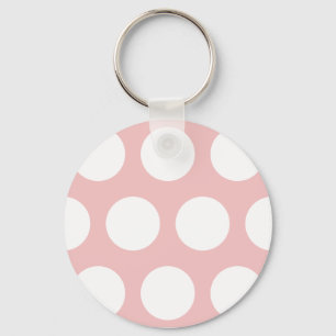White Polka dots på Rosa Nyckelring
