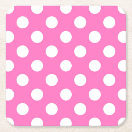 White polka dots på rosa underlägg papper kvadrat