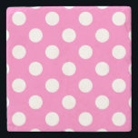 White polka dots på rosa underlägg sten<br><div class="desc">White polka dots på rosa</div>