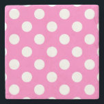 White polka dots på rosa underlägg sten<br><div class="desc">White polka dots på rosa</div>