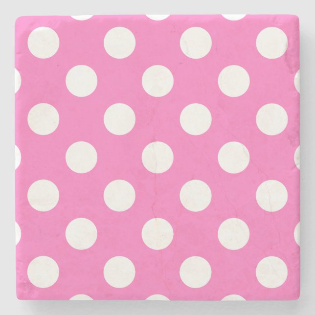White polka dots på rosa underlägg sten (Framsidan)
