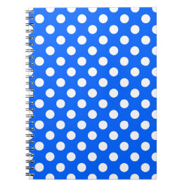 White polka dots på royal blue anteckningsbok med spiral
