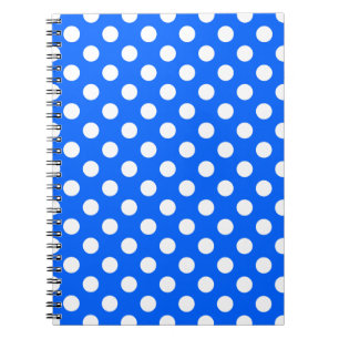 White polka dots på royal blue anteckningsbok med spiral