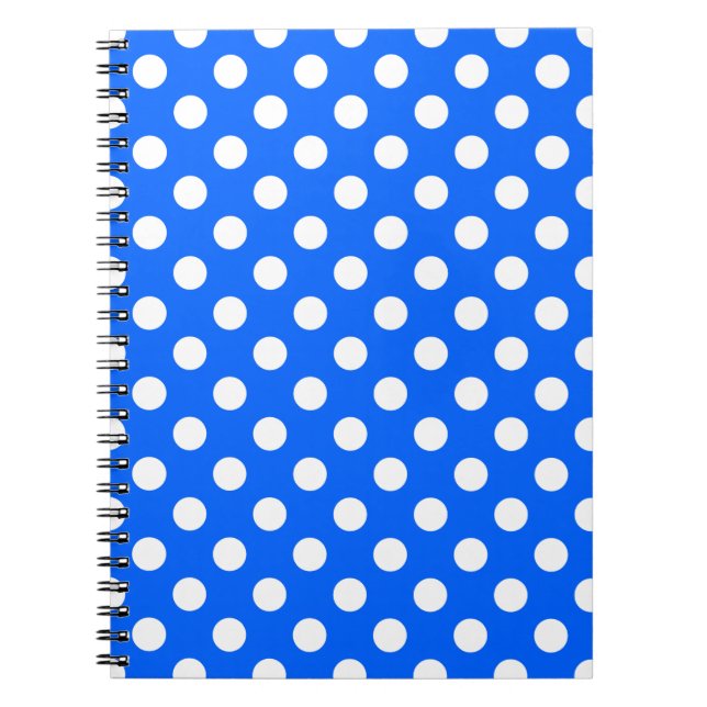 White polka dots på royal blue anteckningsbok med spiral (Framsidan)