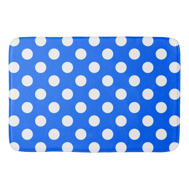 White polka dots på royal blue badrumsmatta (Framsidan)