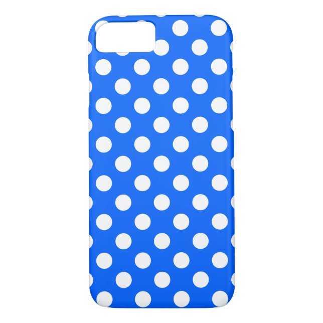 White polka dots på royal blue Case-Mate iPhone skal (Baksida)