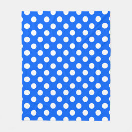 White polka dots på royal blue fleecefilt