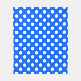 White polka dots på royal blue fleecefilt