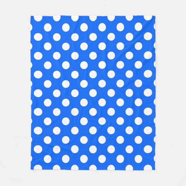 White polka dots på royal blue fleecefilt (Framsidan)