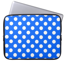 White polka dots på royal blue laptop fodral