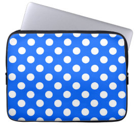 White polka dots på royal blue laptop fodral