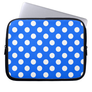 White polka dots på royal blue laptop sleeve