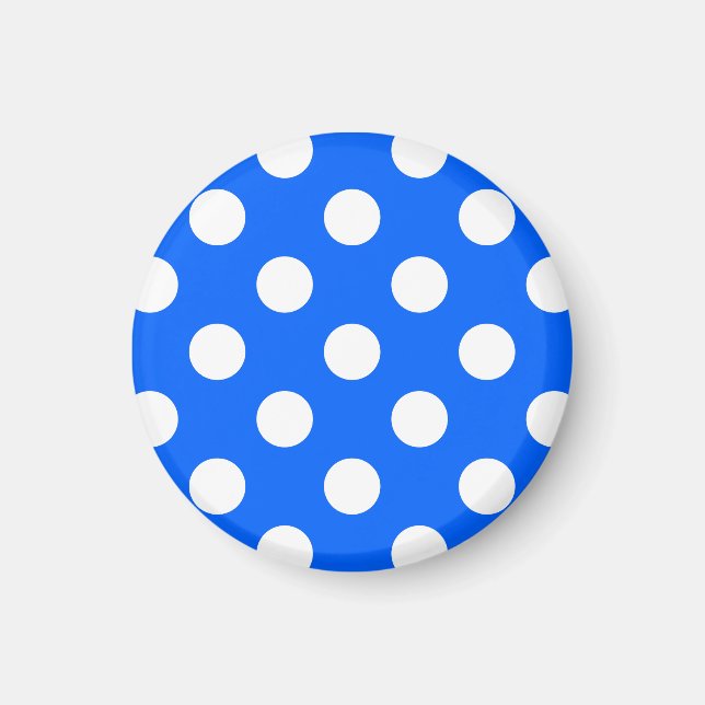 White polka dots på royal blue magnet (Framsidan)