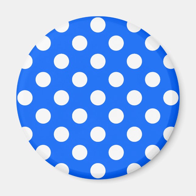 White polka dots på royal blue magnet (Framsidan)