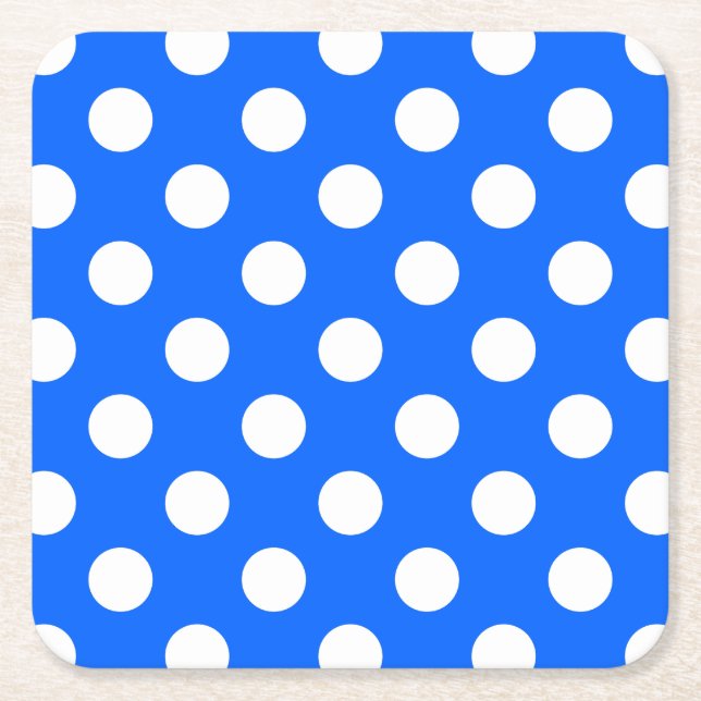White polka dots på royal blue underlägg papper kvadrat (Framsidan)