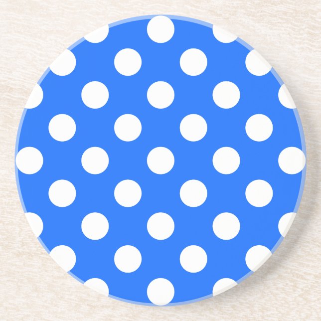 White polka dots på royal blue underlägg sandsten (Framsidan)
