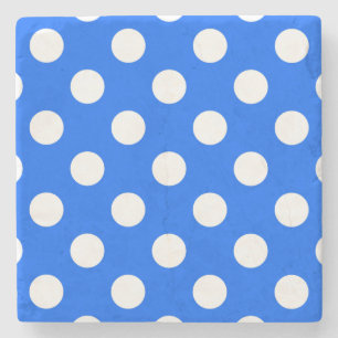 White polka dots på royal blue underlägg sten