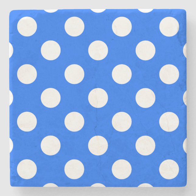 White polka dots på royal blue underlägg sten (Framsidan)