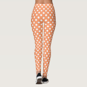 White Polka dots på Tangerine Orange Leggings