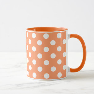 White Polka dots på Tangerine Orange Mugg