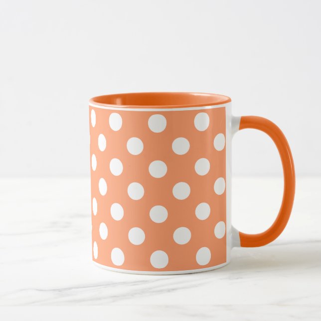 White Polka dots på Tangerine Orange Mugg (Höger)