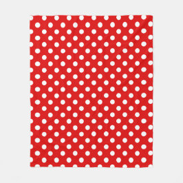 White Polka Dots Pattern on Red Background  Fleecefilt