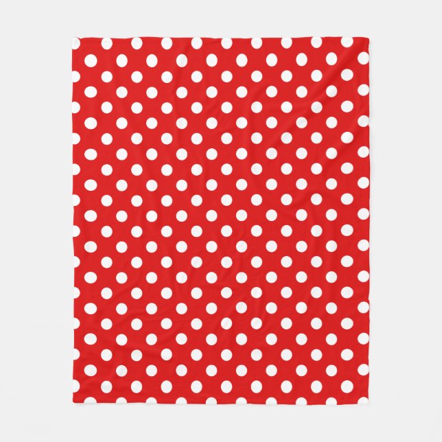 White Polka Dots Pattern on Red Background  Fleecefilt (Framsidan)