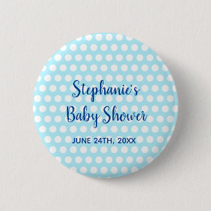 White Polka dots Teal Blue Girl Baby Shower Knapp