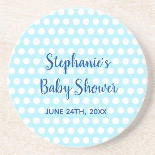 White Polka dots Teal Blue Girl Baby Shower Underlägg