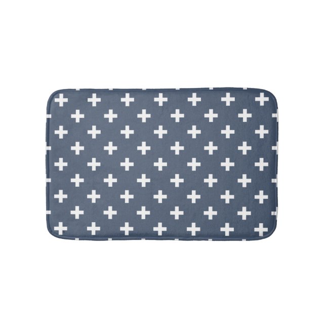 White Polka kor på blue-grått Badrumsmatta (Framsidan)