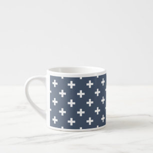 White Polka kor på blue-grått Espressomugg