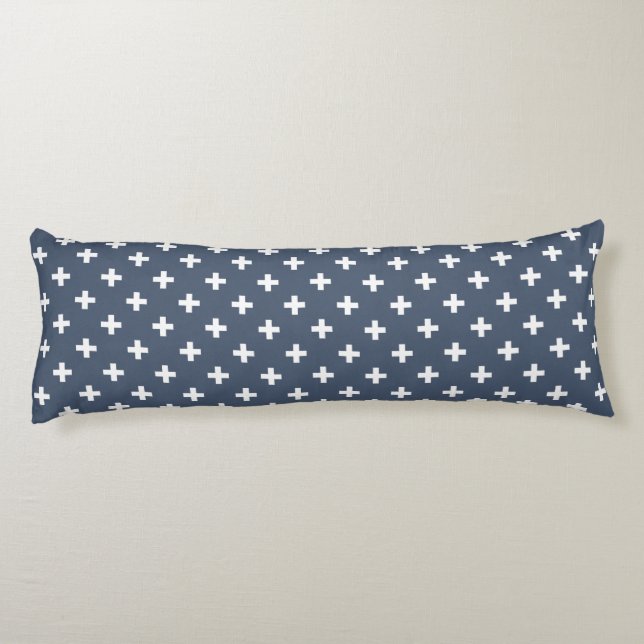 White Polka kor på blue-grått Kroppskudde (Baksidan)