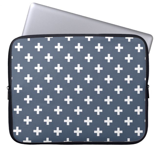 White Polka kor på blue-grått Laptop Fodral (Framsidan)