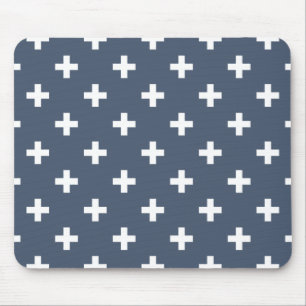 White Polka kor på blue-grått Musmatta