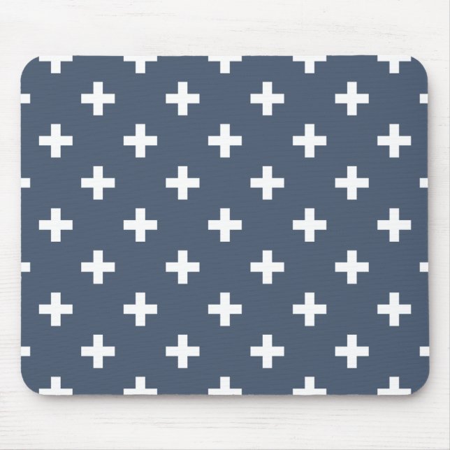 White Polka kor på blue-grått Musmatta (Framsidan)