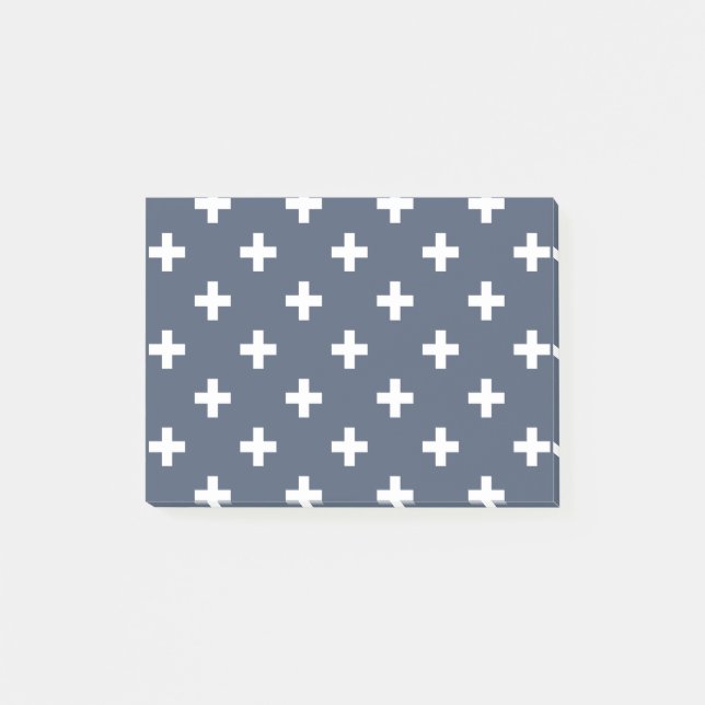 White Polka kor på blue-grått Post-it Block (Framsida)