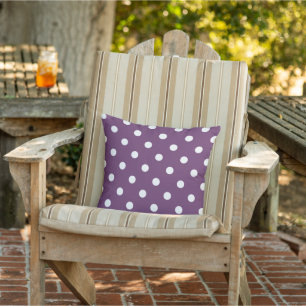 White Polkadots Mönster Amethyst Violet Lila Kudde